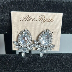 Alex Ryan Glamorous Silver Earrings | Drop Earrings | Bling | Faux Diamonds